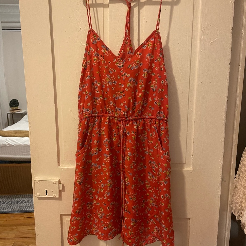American Eagle Floral Cinch Waist Dress